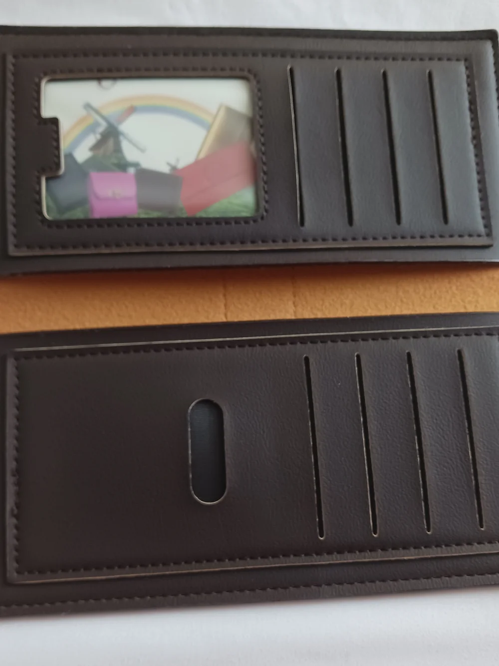 Levi's Brown Leather Wallet NWOT Tan Accent White Stitching
